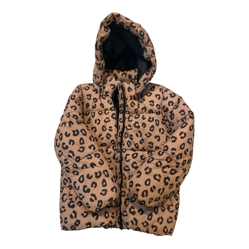 H&M Brown Leopard Print Puffer Jacket